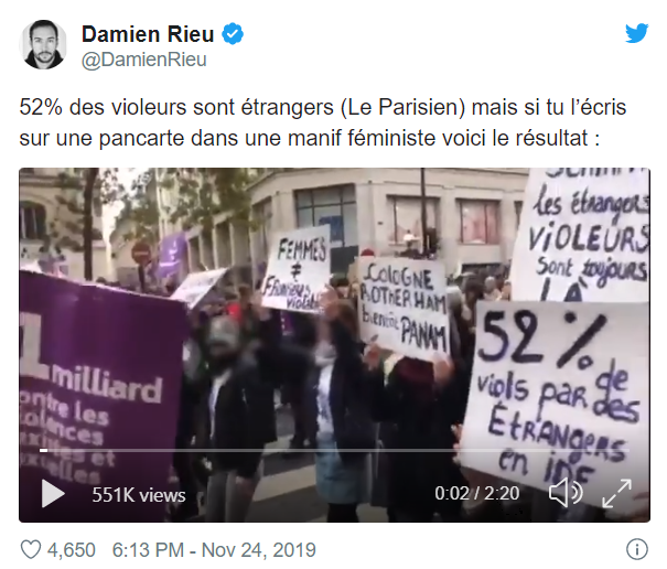 Lien originel (aujourd'hui indisponible) : https://twitter.com/DamienRieu/status/1198650878149963776