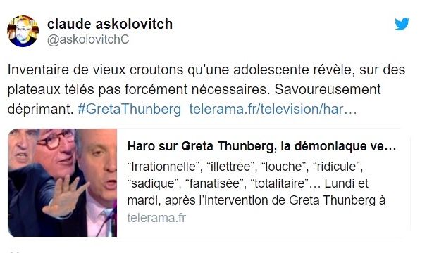 Un des contenus partagés par les "pro" Greta. Tweet - C. Askolovitch