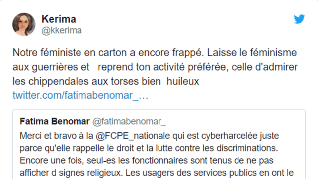 Un des contenus partagés par les critiques du féminisme. Tweet - kkerima