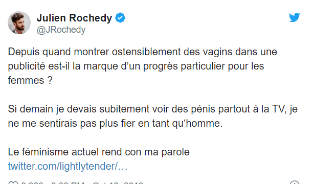 Un des contenus partagés par les critiques du féminisme. Tweet - JRochedy