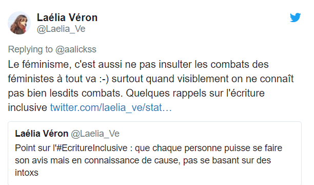 Un des contenus partagés par les pro-féministes. Tweet - Laelia_Ve